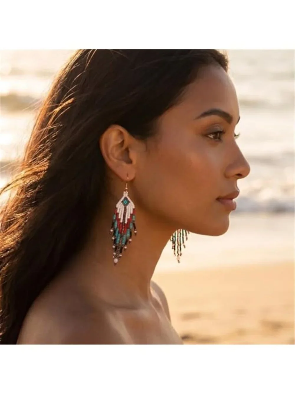 Lightweight Long Beaded Dangle Earrings Women